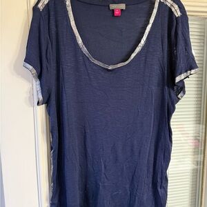 Vince Camuto Navy Top with Silver Trim